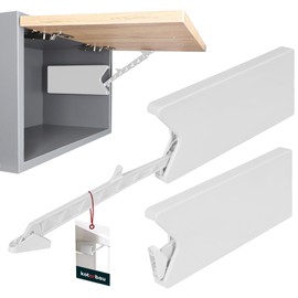 KOTARBAU® Universal Flap Fitting Lift II White PVC Flap Holder Folding Fitting Kitchen Cabinet Fittings Lifting Hinge for Kitchen Wall Cabinets Flap Support