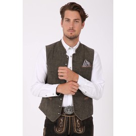 Krüger Men's Traditional Costume Waistcoat, Model: Platzhirsch, Olive, item no. 91501-57. - vest 52