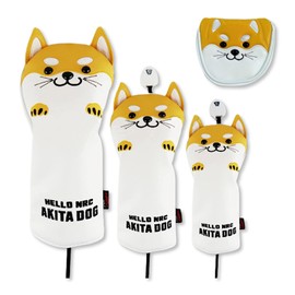 Schnauzer Akita Inu Golf Character Headcover Driver Wood Fairway Wood Utility Iron Cover G FW UT I with Number Tag (Akita Inu SML Putter Set of 4)