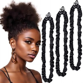 3Pcs Adjustable Silk Hair Tie Extra Length Satin Scrunchies for Women Girls, Hair Scrunchies No Slip Ouchless Hairband Women's Satin Hairband Ponytail Holders Hair Scrunchies Accessories (Black, Pack of 1)