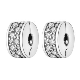 YUMINN Clip x 2 Charms 925 Sterling Silver for Bracelets and Necklaces Dangle Pendant Beads Jewelry for Women