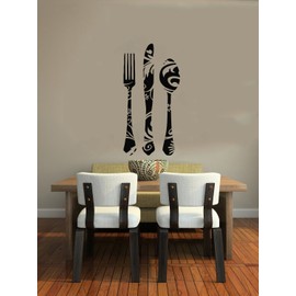 Cutlery Knife Fork Spoon Wall Vinyl Decals Sticker Home Interior Decor for Any Room Housewares Mural Design Graphic Kitchen Cafe Wall Decal (5611)