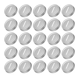 uxcell 25 Pcs Metal Coin Slot Lid 70mm Tinplate Canning Bank Caps for Money Saving Cards, Regular Mouth Caps Inserts for Mason, Canning Jars, Silver Tone