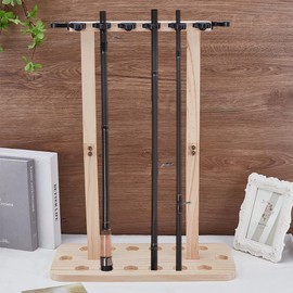 UNICRAFTALE Fishing Rod Storage Racks Holds Up to 14 Rods Wood Floor Stand Fishing Pole Holders for Wall & Garage Ceiling Mount Portable Fishing Rod Organizer for Reels and Accessories