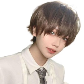 Wig, Men's Short Hair, Wolf Cut Wig, Short Wig, Men's Short Wig, Men's Short, Human Hair, Man, Harajuku, Handsome, Natural, Small Face, Smooth Face, Students, Commuting, Unisex, Wig, Breathable, Daily