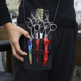 KESYOO Scissor Set Bag, Hairdresser, Barber Scissor Set Bag, Scissor Case, Scissor Bag, Stylish, For Barbers, Office Use, Hairdresser, Trimmer (Brown), Black