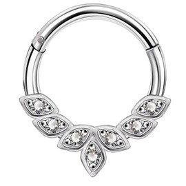 OUFER 16G 316L Stainless Steel Daith Earrings Hoop Cluster CZ Hinged Segment Clicker Daith Clicker Ear Piercing