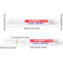 Pack of 8 White Grout Pens for Mould and Restoration, Grout Restoration Pen, Repair Marker for Tiles, Walls, Floors, with Replacement Tip