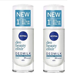 Nivea Deo 48h Beauty Elixir Deomilk Fresh Antiperspirant Roll-On 0% Alcohol 2 x 40 ml