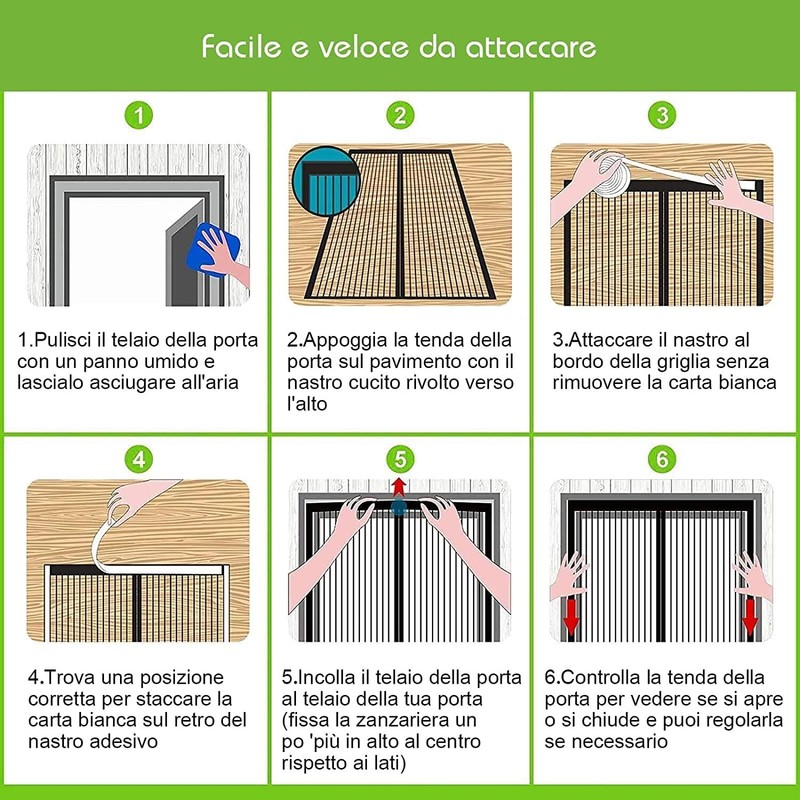 Strong Magnetic Screen Doors, Mosquito Nets, No Drilling, Quick Close,