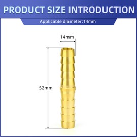 ERGAOBOY 5 Pcs 14mm Brass Hose Nozzle, 2-Way Straight Hose Fitting with 10 Pcs Clamps