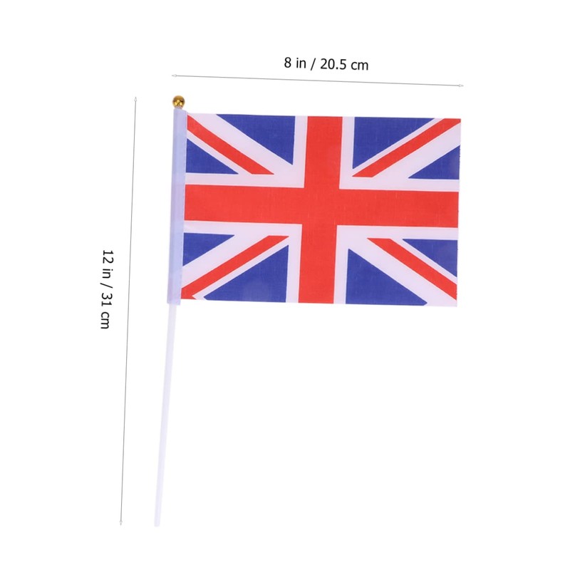Tofficu Mini UK Flags 50pc Set of Britain Waving Flags