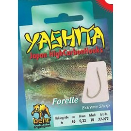 Behr Yashita Tied Worm Hooks - Hook Extremely Sharp - Leader Length 60 cm, Various Thicknesses and Sizes, Hook Size 4 - Leader Thickness 0.25 mm