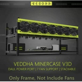 Veddha Miner 8 GPU Open Air Aluminum Mining Rig Frame ComputerCase Stackable