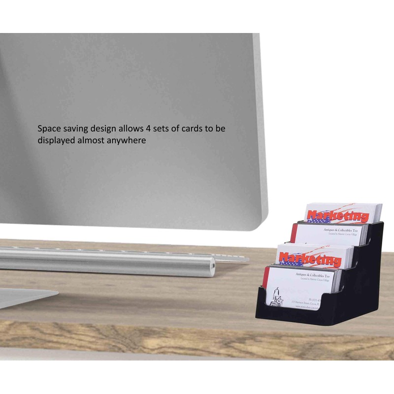 Deflecto 4 Tier 4 Pocket Landscape Business Card Holder Black