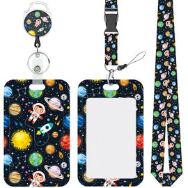 Cotsena - Cordones para tarjetas de identificación, retráctil, astronauta espacial, soporte retráctil, cordón extraíble, llavero vertical, soporte protector de identificación, para enfermera,