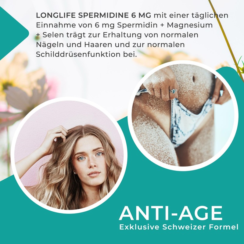 Longlife Spermidine 6mg Anti-Age mit Spermidin, Magnesium und Selen -