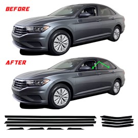 Gomu Window Trim Chrome Delete Blackout Precut Vinyl Wrap Kit Compatible with & Fits Volkswagen Jetta MK7 2019 2020 2021 - Matte Black