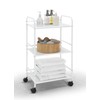 SunnyPoint Minimalist Style 3 Tier Utility Rolling Shelf Cart (WHT)