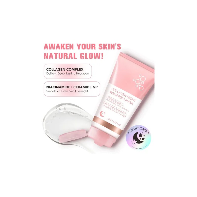 2pcs Collagen Night Wrapping Mask, Mejora La Elasticidad