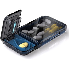 Cortador de Pastillas Con Doble Navaja de Acero Inoxidable para Cortar pildoras, Tabletas, Medicamentos - Triturador de pastillas6 (Gris)