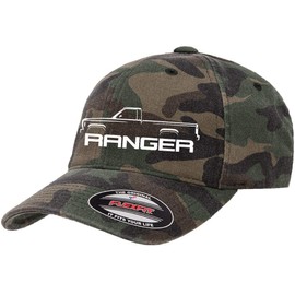 1983-88 Ford Ranger Pickup Truck Outline Design Flexfit 6277 Athletic Baseball Fitted Hat Cap camogreen L/XL