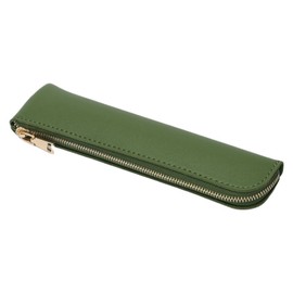 YONBEN Faux Leather Pencil Case Cute Thin Slim Pouch Simple and Stylish Lightweight (Pink,Faux Leather)