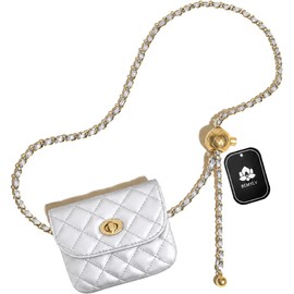 BEMYLV - Riñonera de piel para mujer, bandolera con cintura y riñonera de moda, mini bolso desmontable, plateado, ((C Silver), Mini purse + 47" chain