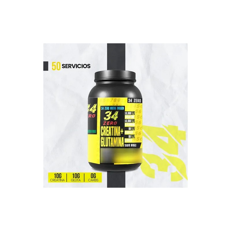 Creatina Glutamina 34 Zero 1 Kg 50 Servicios