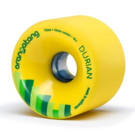 Orangatang Durian 75 mm 86a Freeride Longboard Skateboard Wheels (Yellow, Set of 4)