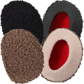 SATINIOR 2 Pairs Bandless Earmuffs Ear Warmers Winter Ear Covers Earcaps for Outdoors, M (Black, Brown,Thick Fleece)
