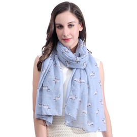 Lina & Lily Bull Terrier Dog Print Women's Scarf Shawl Wrap Lightweight (Light Blue)