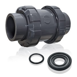 PVC True Union Check Valve, 2’’ Slip Swing Full Port Utility Check Valve, Sch80 Socket Pool Ball Check Valve for Backflow Prevention