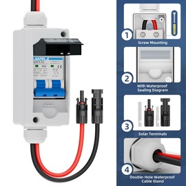Solar Panel Disconnect Switch 60 Amp 400V Breaker Box, PV DC Miniature Circuit Breaker Disconnect Box Outdoor with IP65 Waterproof Box