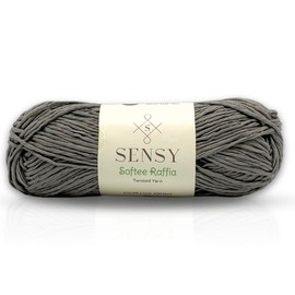 Sensy Softee Raffia Twisted Yarn, Tape Yarn, Soft Craft Yarn, 3.5 oz, 109 Yards, 100% Polyester, Gauge 4 Medium (Gray)