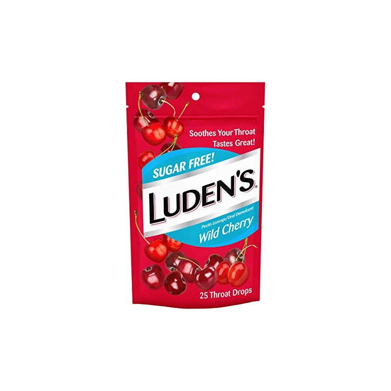 Luden's Throat Drops, Sugar Free Wild Cherry, 25 Count