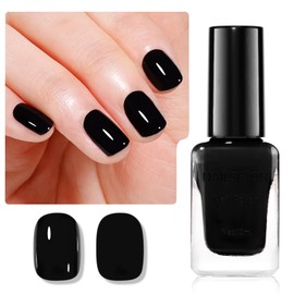 Nailshion Black Nail Polish French Nail Art Regular Nail Polish 9-Free Vegan Rich in Castor Oil Fast Air Dry Classic Toe Fingernail Polish Manicure Salon DIY Design at Home Gift for Girls Woman