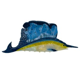 Aurasnap Swordfish Hair Claw Clip - Navy Blue Acetate Claw Clips, Non-Slip Hair Clip for Thin/Thick/Curly Hair, 3D Textured Ocean Hair Accessories for Women