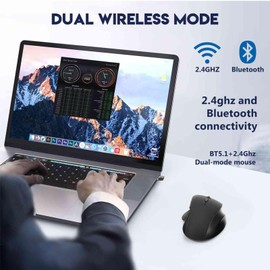 UrbanX Silent Wireless Mouse Bluetooth & 2.4Ghz, Rechargeable, Ergonomic Compatible with 14-DQ0714 Celeron® Tablet/Laptop/PC/Android/iOS/Windows/MacOS -Black