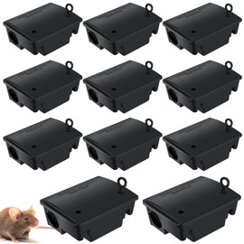 Qualirey 12 Packs Mouse & Rat Bait Station with Keys Rat Bait Box Outdoor Mouse Trap Rodent Control Trap Keeps Pets and Children Safe Indoor & Outdoor