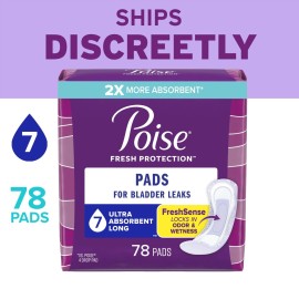 Poise Incontinence Pads for Women, 7 Drop Ultra Absorbency, Long Length, 39 Ct