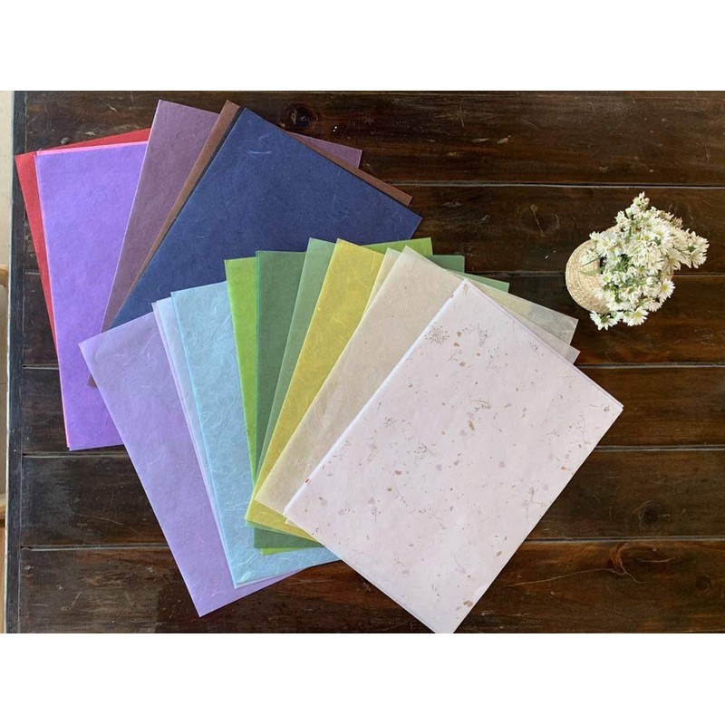 50 Sheets Mixed Colors A4 Thin Natural Fiber Mulberry Paper