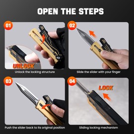 Tasuky Pocket Knife for Men, Folding Knife, Steel Blade Pocket Knife Multitool with Belt Clip, EDC Pocket Knives for Camping Outdoor(Black Gold)