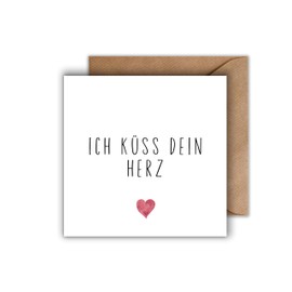 WBdesignz Thank You Card with Envelope - Elegant Thank You Card "I Kiss Your Heart" Thank You Card Stylish Thank You Card (125 x 125 mm)