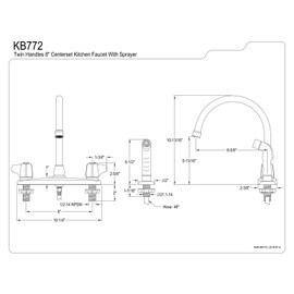 Kingston Brass KB772 8" Centerset Kitchen Faucet, Polished Chrome