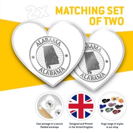 Awesome 2 x Heart Stickers 10 cm - BW - Alabama USA Stamp America Fun Decals for Laptops,Tablets,Luggage,Scrap Booking,Fridges #41884
