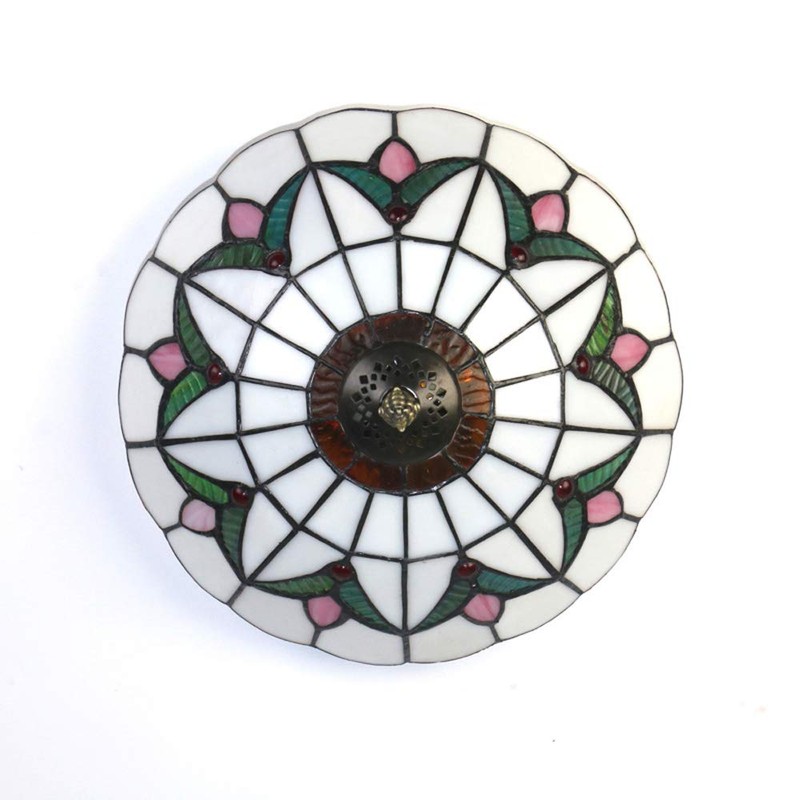Skyweel Tiffany Style Ceiling Light Vintage Stained Glass Flush Mount