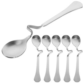 Uonlytech 6pcs Hanging Coffee Spoons, Bending Handle Jam Spoons Stainless Steel Honey Dessert for Tea Coffee Dessert