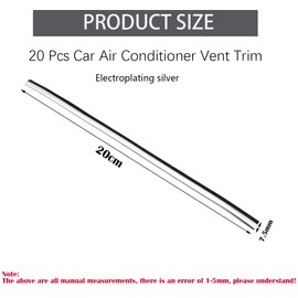 Air Outlet Decoration, CTRICALVER 20 Pieces PVC Chrome Car Interior Trims, Air Vent Decor Accessories, for All Straight Ventilation Openings of Car Interior (Electroplating Silver)