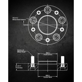 EVIL ENERGY 5x4.5 Wheel Spacers 1 inch Compatible for Nissan Infiniti, 5x114.3 mm Hubcentric Spacer with Lip 5 Lugs 66.1 mm Hub Bore M12x1.25 Studs Wheel Adapters Spacers Black